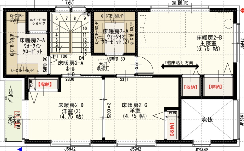 30.56坪の2階の間取り図