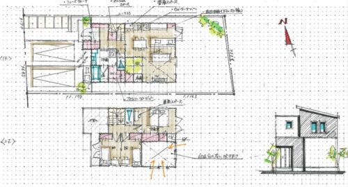 一条工務店　設計打ち合わせ　手描き図面